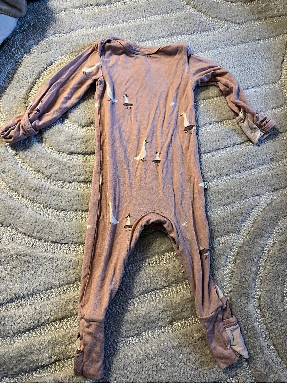 gunamuna Tutu Goose Bamboo Zipper Footie Pajama Pink Baby 0-3M
